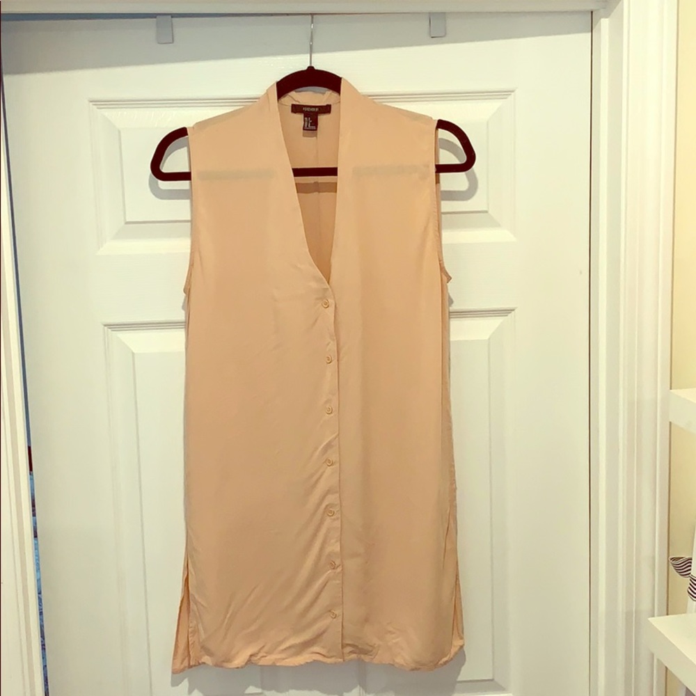 Pale pink button down tunic